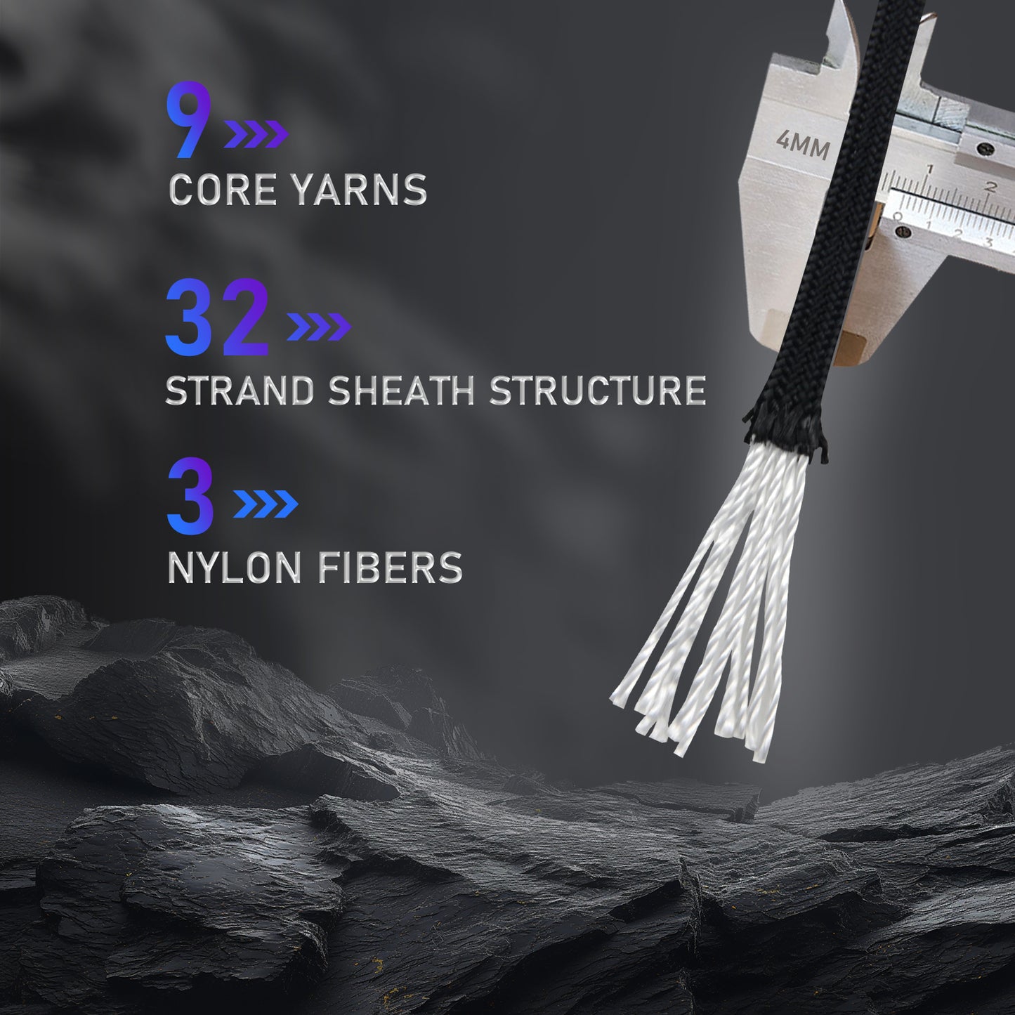 Paracordland-750LB Reflective Rope 4mm – Available in 100ft/500ft/1000ft Lengths – 9-Strand Parachute Cord Spool, Heavy-Duty Survival Rope for Outdoor Gear, Bracelet Making, Camping, Hiking & Fishing