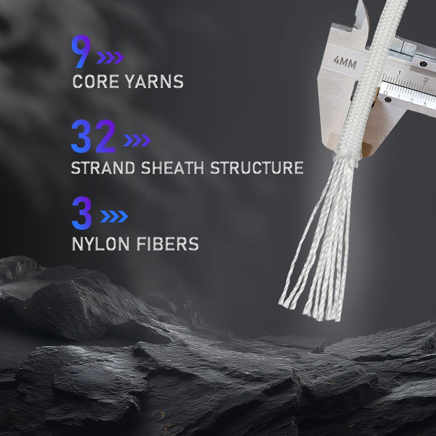 Paracordland-750LB Reflective Rope 4mm – Available in 100ft/500ft/1000ft Lengths – 9-Strand Parachute Cord Spool, Heavy-Duty Survival Rope for Outdoor Gear, Bracelet Making, Camping, Hiking & Fishing