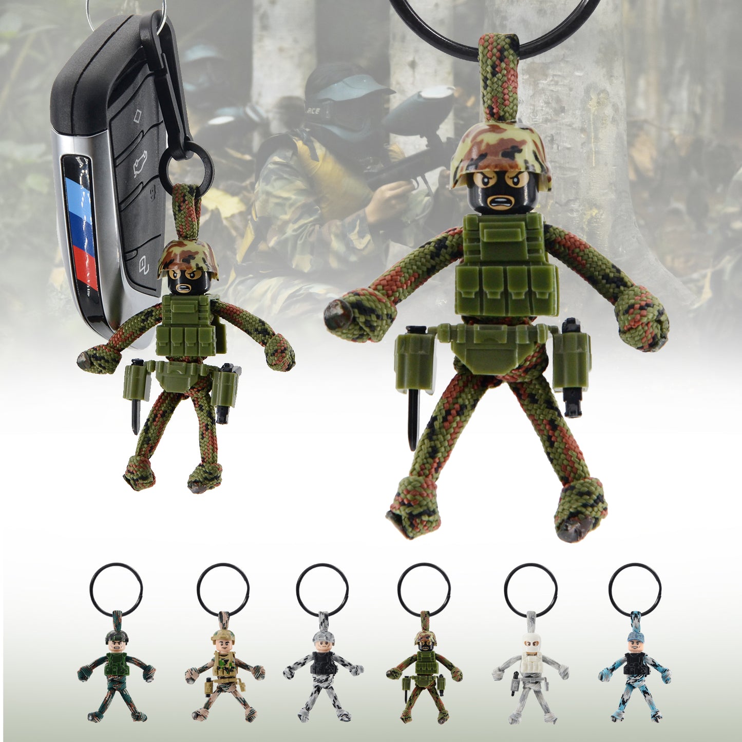 Keychain for Motorcycles, Scooters, Cars, Mopeds, Backpacks, Customize Military Cool Soldier Camo Gifts