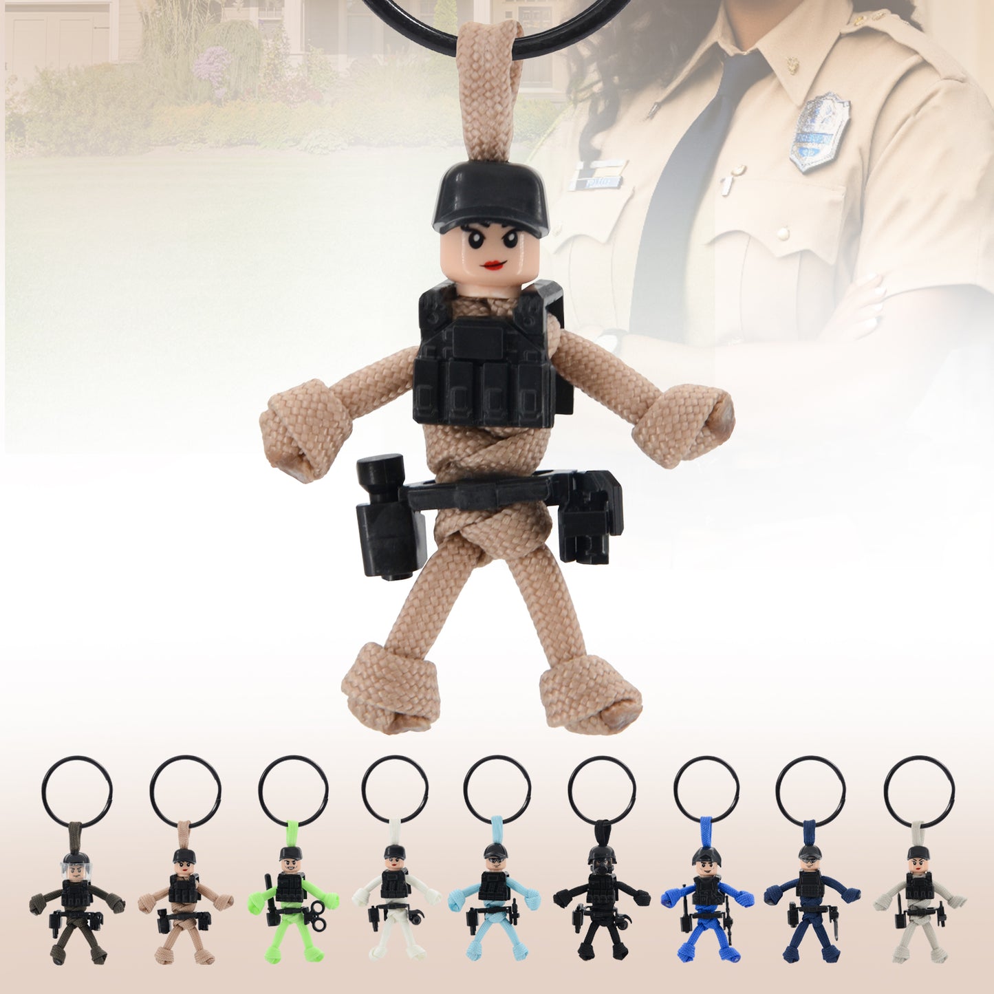 Paracord Keychain, Cool Law Enforcement Key Chain for Motorcycles, Scooters and Cars, Personalized Police Officer Gifts, Handmade Police Gifts For Dad, Cute Police Gifts for Women