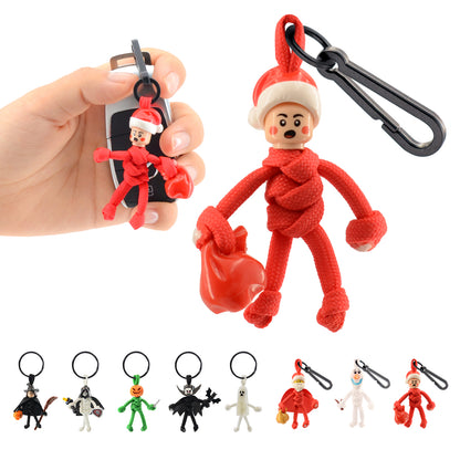 Keychain for Motorcycle, Scooter, Car, Backpack, Spooky Customize Halloween Presents Christmas Keychain Gift, Cute Cartoon Xmas Key Chain with Clip, 3D Santa Claus Snowman Xmas Gift