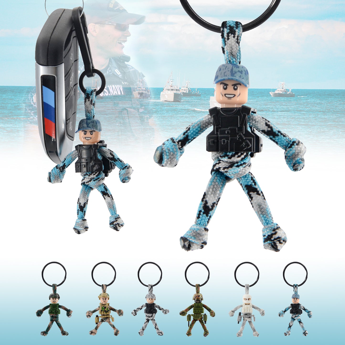 Keychain for Motorcycles, Scooters, Cars, Mopeds, Backpacks, Customize Military Cool Soldier Camo Gifts