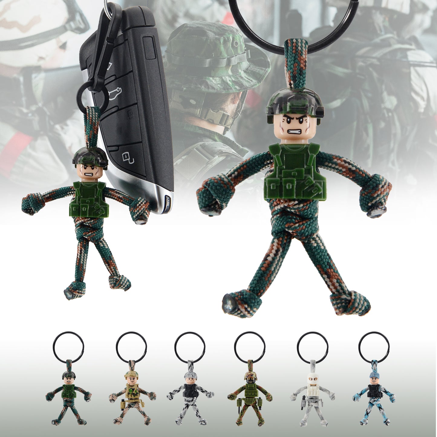 Keychain for Motorcycles, Scooters, Cars, Mopeds, Backpacks, Customize Military Cool Soldier Camo Gifts