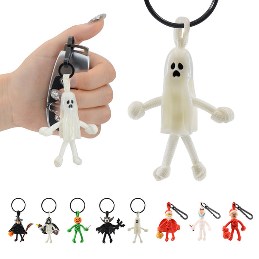 Keychain for Motorcycle, Scooter, Car, Backpack, Spooky Customize Halloween Presents Christmas Keychain Gift, Cute Cartoon Xmas Key Chain with Clip, 3D Santa Claus Snowman Xmas Gift