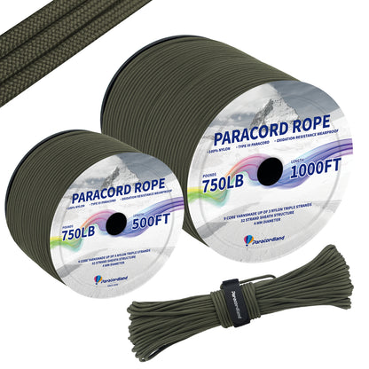 Paracordland-750LB Reflective Rope 4mm – Available in 100ft/500ft/1000ft Lengths – 9-Strand Parachute Cord Spool, Heavy-Duty Survival Rope for Outdoor Gear, Bracelet Making, Camping, Hiking & Fishing