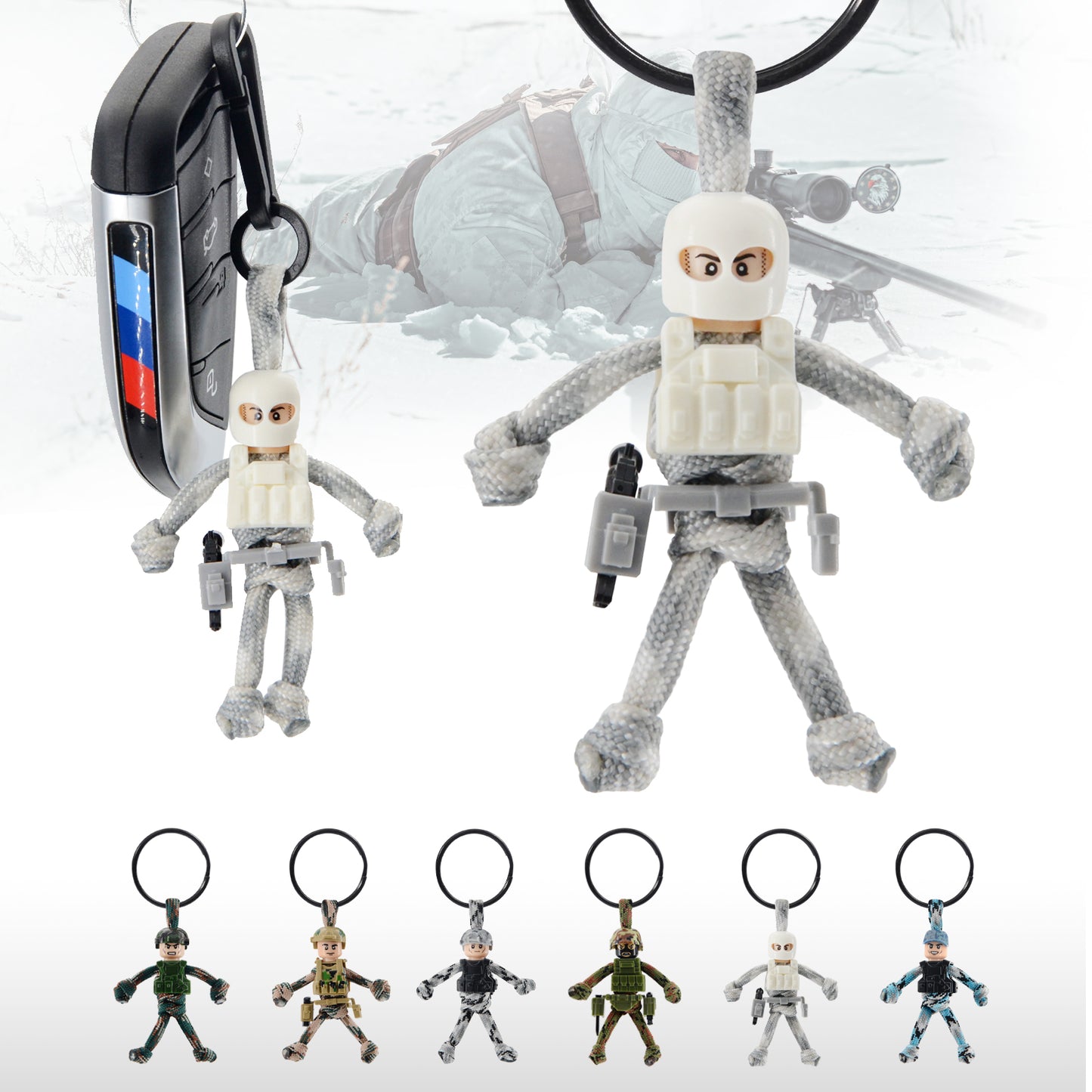 Keychain for Motorcycles, Scooters, Cars, Mopeds, Backpacks, Customize Military Cool Soldier Camo Gifts
