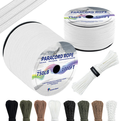 Paracordland-750LB Reflective Rope 4mm – Available in 100ft/500ft/1000ft Lengths – 9-Strand Parachute Cord Spool, Heavy-Duty Survival Rope for Outdoor Gear, Bracelet Making, Camping, Hiking & Fishing